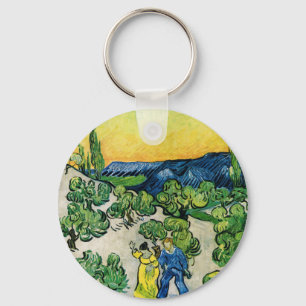 Landschaft mit spazierendem Paar von Vincent van G Schlüsselanhänger