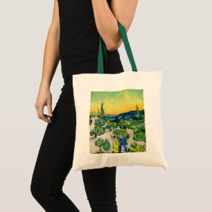 Landschaft mit spazierendem Paar von Vincent van G Tragetasche