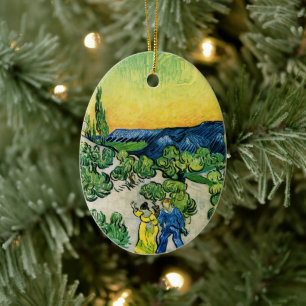 Landschaft mit Spaziergängern von Vincent van Gogh Keramik Ornament