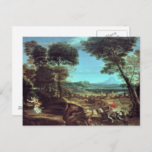 Landschaft mit St.George und dem Drachen, c.1610 Postkarte (Vorne/Hinten)