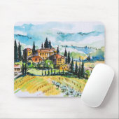 Landschaft mit Stadt- und Zypressenbäumen Mousepad (Mit Mouse)