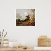 Landschaft mit Stream und Weir (Öl auf Leinwand) Poster (Küche)