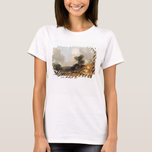 Landschaft mit Stream und Weir (Öl auf Leinwand) T-Shirt (Vorderseite)