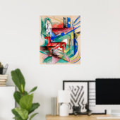 Landschaft mit Tieren von Franz Marc Poster (Heimbüro)