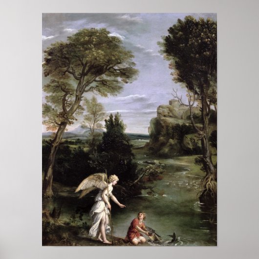 Landschaft mit Tobias, die den Fisch im Griff hat Poster (Vorne)