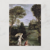 Landschaft mit Tobias, die den Fisch im Griff hat Postkarte (Vorderseite)