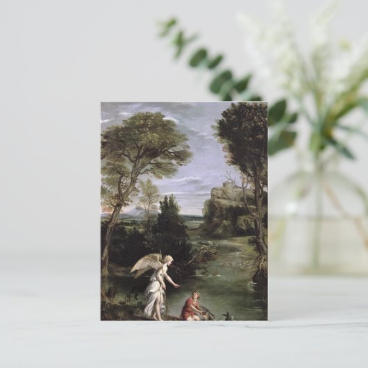 Landschaft mit Tobias, die den Fisch im Griff hat Postkarte (Stehend Vorderseite)