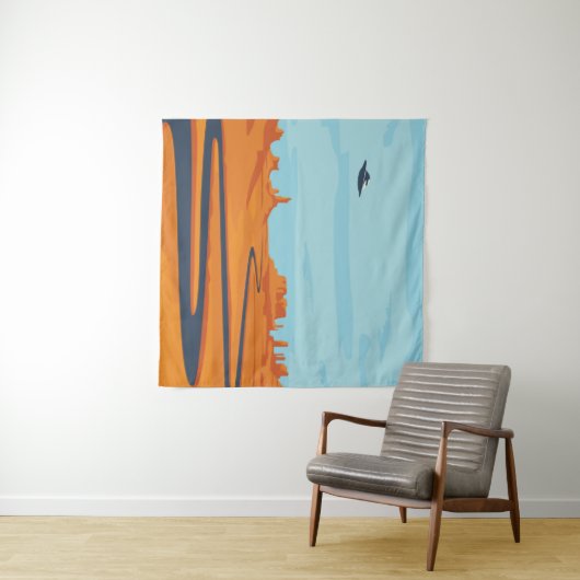 Landschaft mit verlassenem Tal, Bergen, dunklem w Wandteppich (Beispiel (Horizontal))