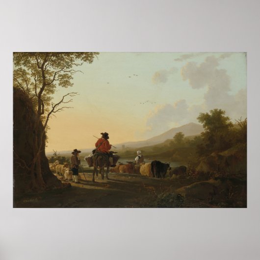 Landschaft mit Viehzüchtern und Hirten Poster (Vorne)