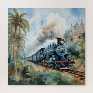 Landschaft mit viktorianischer Eisenbahn Puzzle