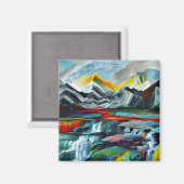 Landschaft mit Wasserfall 5 Magnet (Vorderseite/Rückseite)