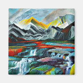 Landschaft mit Wasserfall 5 Magnet (Vorne)