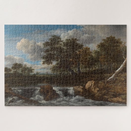 Landschaft mit Wasserfall Vintage-Kunst Puzzle (Horizontal)