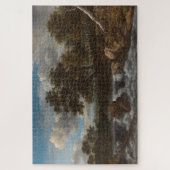 Landschaft mit Wasserfall Vintage-Kunst Puzzle (Vertikal)