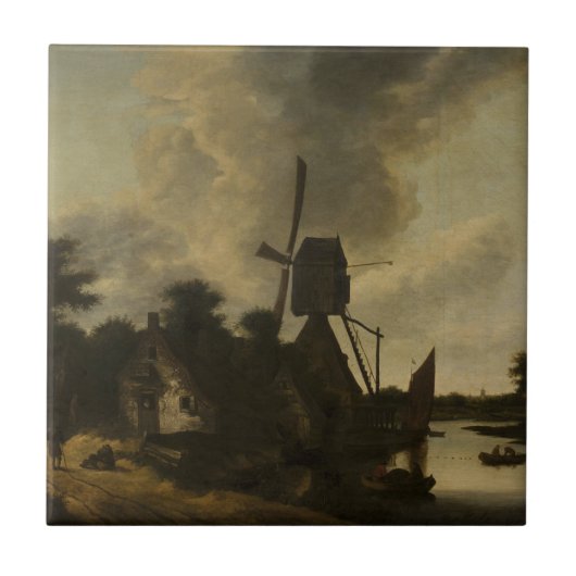 Landschaft mit Windmühle - Salomon Rombouts Fliese (Vorderseite)