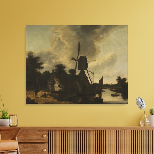 Landschaft mit Windmühle - Salomon Rombouts Leinwanddruck (Insitu (Wohnzimmer))
