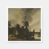 Landschaft mit Windmühle - Salomon Rombouts Serviette (Vorderseite)