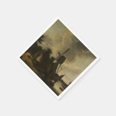 Landschaft mit Windmühle - Salomon Rombouts Serviette (Ecke)