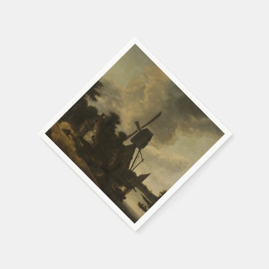 Landschaft mit Windmühle - Salomon Rombouts Serviette (Ecke)