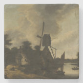 Landschaft mit Windmühle - Salomon Rombouts Steinuntersetzer (Vorderseite)