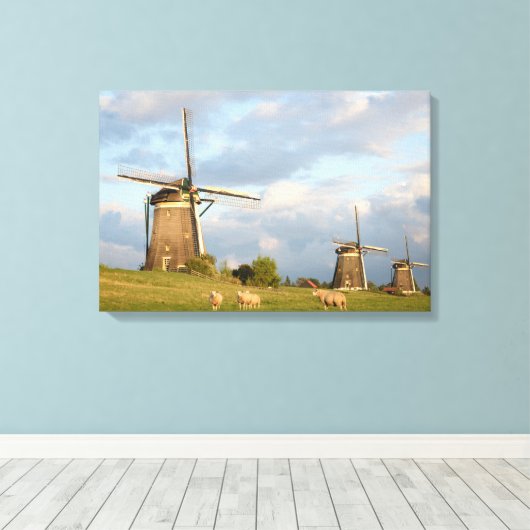 Landschaft mit Windmühlen und Schafen Leinwanddruck (Insitu (Holzboden))