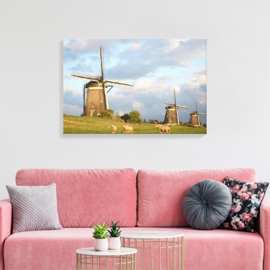 Landschaft mit Windmühlen und Schafen Leinwanddruck (Insitu (Wohnzimmer))