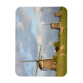 Landschaft mit Windmühlen und Schafen Magnet