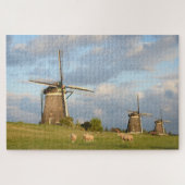 Landschaft mit Windmühlen und Schafen Puzzle (Horizontal)