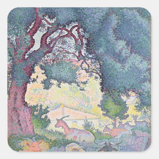 Landschaft mit Ziegen, 1895 Quadratischer Aufkleber (Vorderseite)