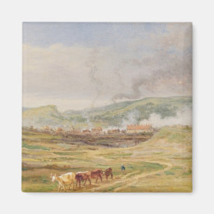 Landschaft nahe Swansea, Südwales (Öl auf Platte Magnet