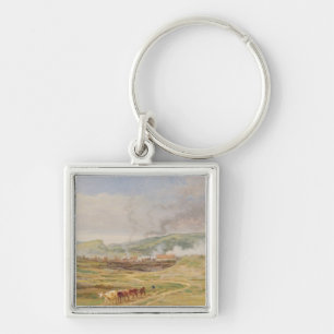 Landschaft nahe Swansea, Südwales (Öl auf Platte Schlüsselanhänger