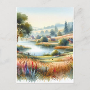 Landschaft Natur Aquarell Vintage-Stil Postkarte