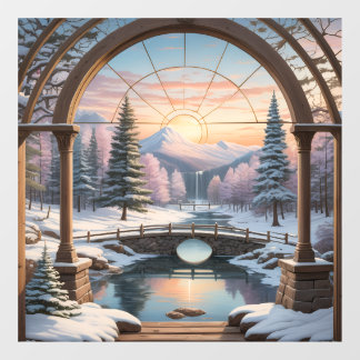 Landschaft Natur Sonnenuntergang See Berg Fensteraufkleber