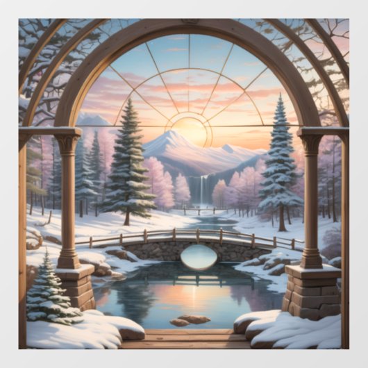 Landschaft Natur Sonnenuntergang See Berg Fensteraufkleber (Blatt)