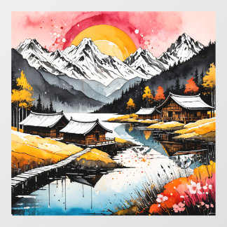 Landschaft Natur Sonnenuntergang See Berg Fensteraufkleber