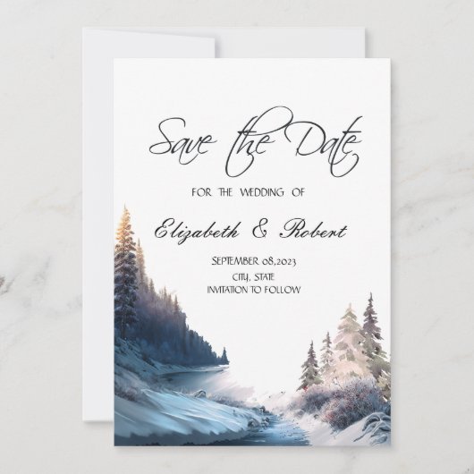 Landschaft, Natur, Waldfluss Save the Date (Vorderseite)