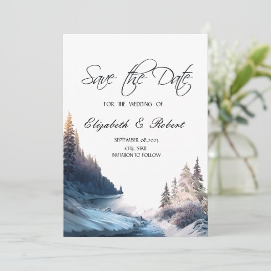Landschaft, Natur, Waldfluss Save the Date (Stehend Vorderseite)