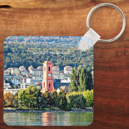 Landschaft Neuchatel, Schweiz Schlüsselanhänger (Rückseite)