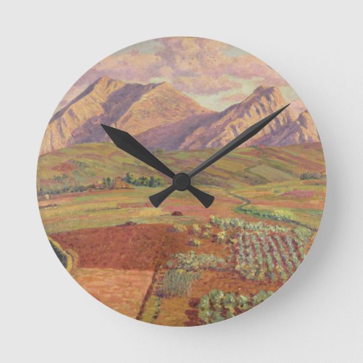 Landschaft (Öl auf Leinwand) Runde Wanduhr (Vorderseite)