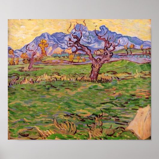 Landschaft Olive Tree Berge, Van Gogh Kunst Poster (Vorne)