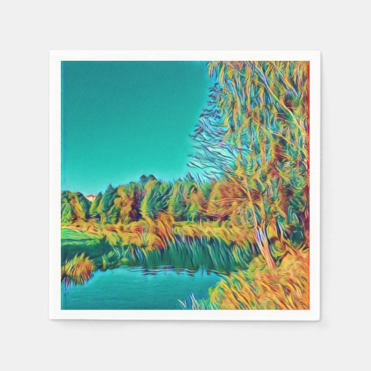 Landschaft Original Kunstpapier Napkin Serviette (Vorderseite)