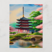 Landschaft Pagoda Postkarte (Vorderseite)