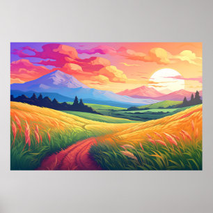 Landschaft Panoramablick Prairie Landschaft Natur Poster