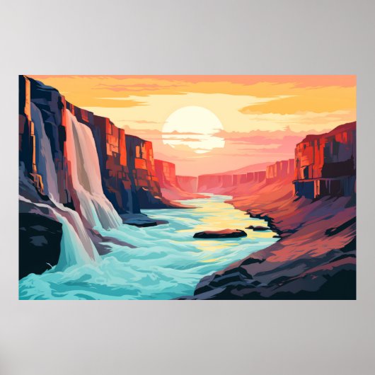 Landschaft Panoramasicht Wasserfall Landschaft Poster (Vorne)