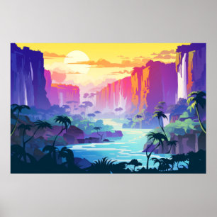 Landschaft Panoramasicht Wasserfall Landschaft Poster