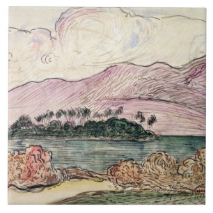 Landschaft Paul Gauguins Tahitian (w/c auf Fliese
