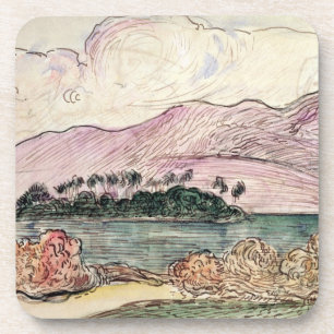 Landschaft Paul Gauguins Tahitian (w/c auf Untersetzer