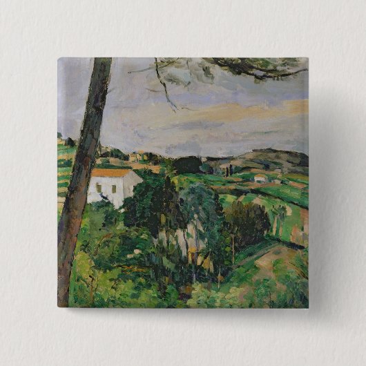 Landschaft Pauls Cezanne | mit rotem Dach oder der Button (Vorderseite)