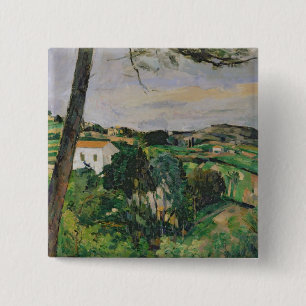 Landschaft Pauls Cezanne mit rotem Dach oder der Button