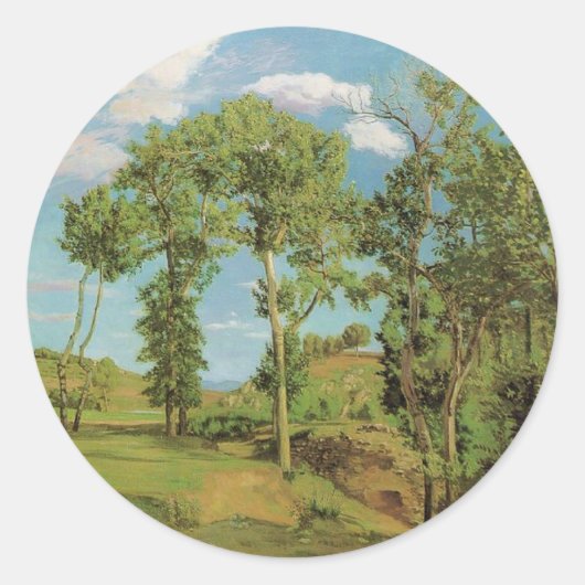 Landschaft Paysage Frederic Bazille Impressionist Runder Aufkleber (Vorderseite)